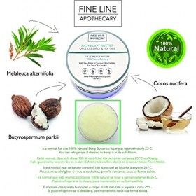 100% Naturel - BEURRE RICHE POUR CORPS - Avec KARITÉ, HUILE DE COCO ET ARBRE DU THÉ - 100 ml - par Fine Line Apothecary. Hydr