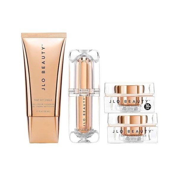 JLO BEAUTY That JLo Essentials Kit | Comprend un sérum, un nettoyant, une crème et un SPF à large spectre, raffermit en douce