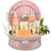 Coffret Cadeau Femme Soin 1 Gel Douche 250ml, 1 Creme Main 25ml, 1 savon 100g, 1 Lait Corps/Parfum Fleur Oranger, Muguet, Ros