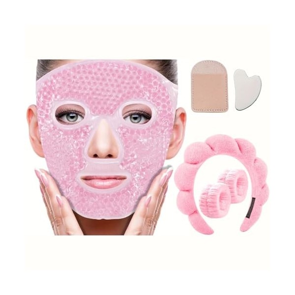 Masque facial gel froid ou compresse thermique pour réduire linflammation, les yeux gonflés et les migraines, bandeau skinca