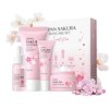 Sakura Coffret cadeau de soins de la peau pour adolescentes, 4 pièces avec nettoyant, sérum, crème pour le visage, crème pour