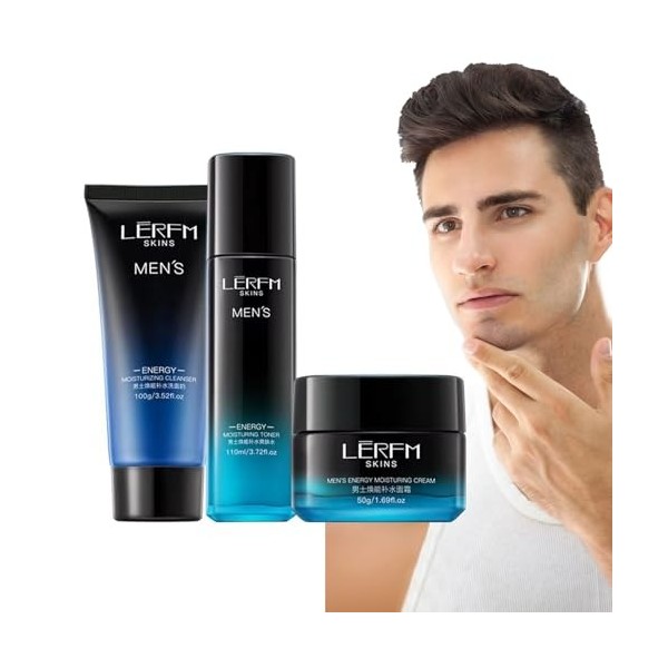 Kit de soins de la peau pour homme – Comprend un hydratant pour le visage pour homme, un nettoyant visage pour homme, un tone