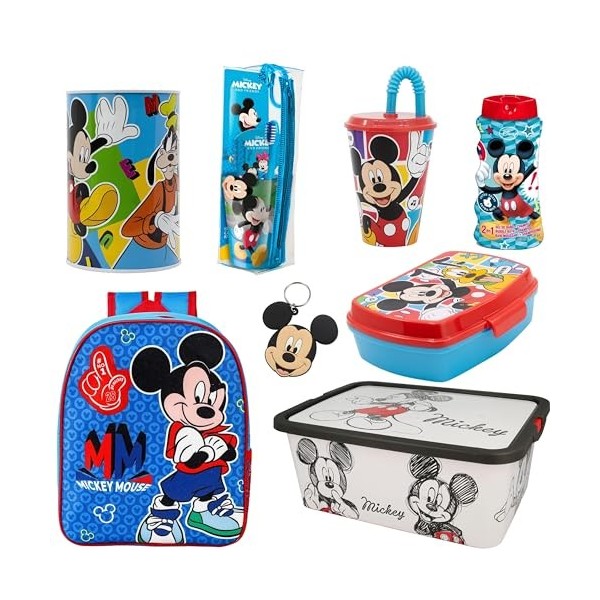 Disney Mickey Mouse and Friends Coffret Cadeau Comprenant Bain moussant et shampooing, Pochette Dentaire, boîte à Sandwich, g