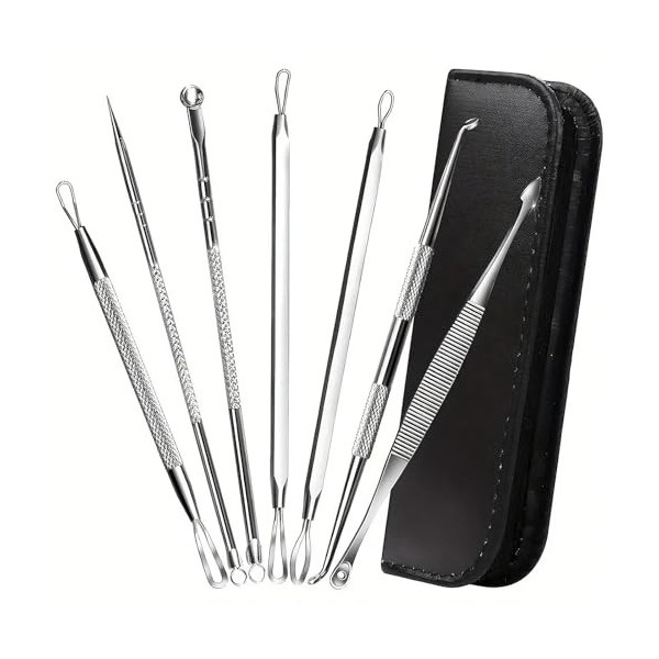 Extracteur de points noirs, ensemble doutils en acier inoxydable pour enlever les points noirs et points noirs 7 pièces, kit