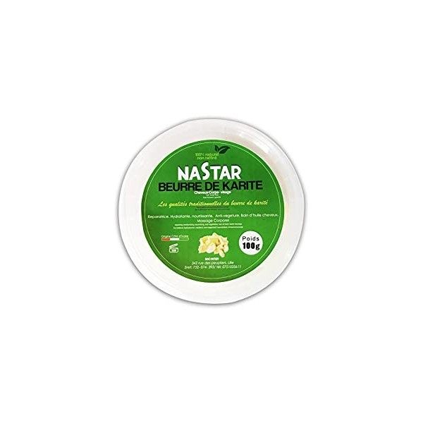 NASTAR Beurre de Karité Brut 100% Naturel 100G Corps de Cheveux Hydratant Adoucissant Réparateur