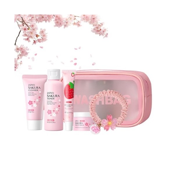 Sakura Ensemble de soins de la peau pour adolescentes, cadeaux pour femmes, kit de soins de la peau