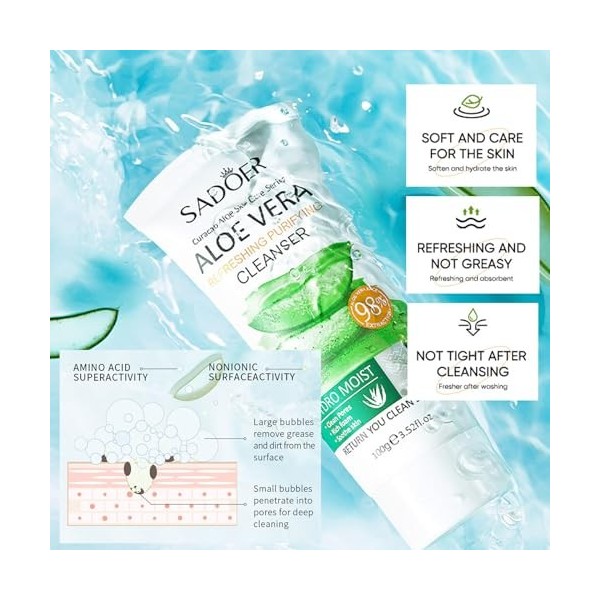 Coffret cadeau de soins de la peau pour adolescentes, lot de 6 kits de soins de la peau à laloe vera pour adolescentes, comp