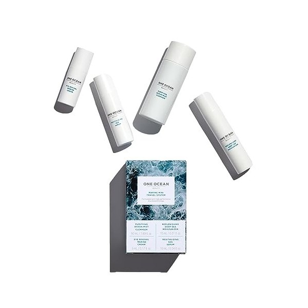 One Ocean Beauty Marine Mini Travel System - Skincare Travel Kit Essentials - Natural and Cruelty-Free - Boost Skin Elasticit