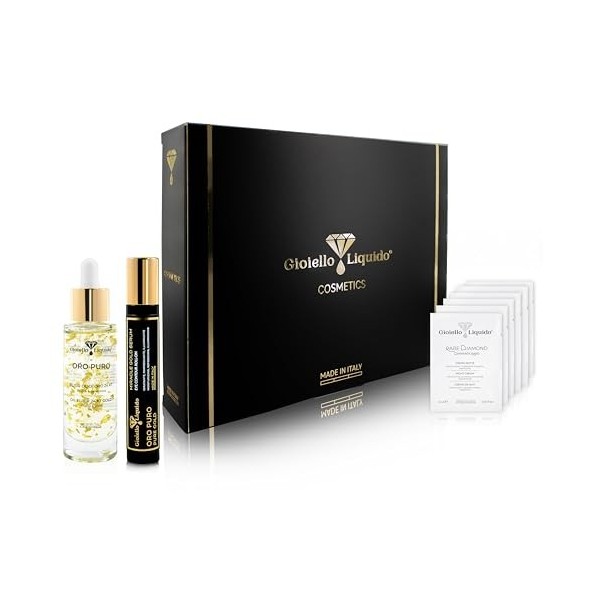 Coffret énergisant – 1 huile visage avec or 24 carats et 7 huiles essentielles 30 ml + 1 rouleau -on contour des yeux avec ca