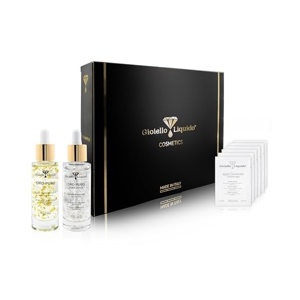 Boîte cadeau Radiance – 1 huile pour visage anti-taches avec or 24 carats et 7 huiles essentielles + 1 huile pour visage avec