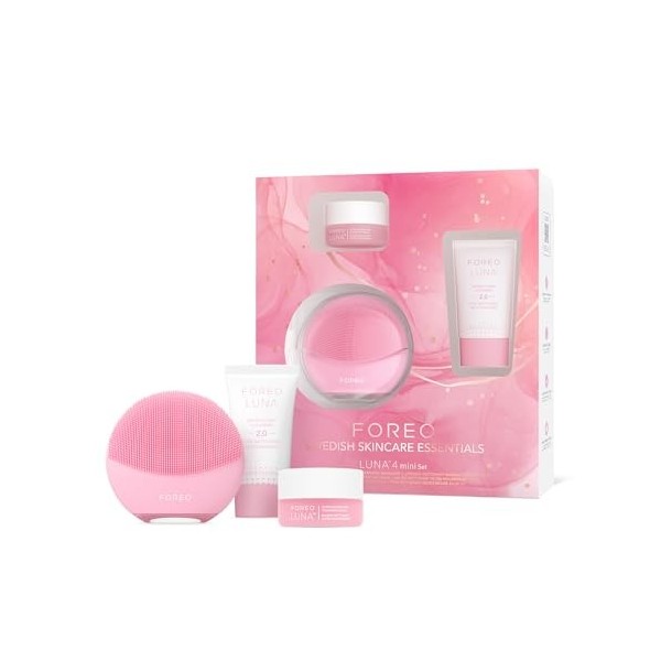 FOREO LUNA 4 mini Set brosse nettoyante et de massage visage + Baume nettoyant ultra-nourrissant, 15 ml + Micro-Foam Cleanser