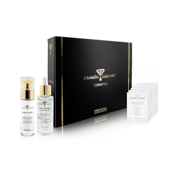 Coffret cadeau élastique – 1 crème visage avec or colloïdal, rose damassée, X50 anti-âge + 1 huile pour visage avec argent pu