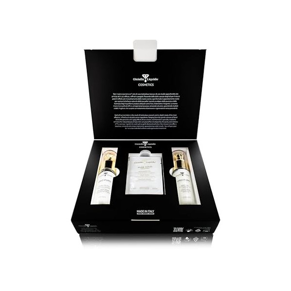 Coffret cadeau : 1 crème visage avec or colloïdal, rose damassée, X50 anti-âge + 1 sérum visage avec PVP K 30, or colloïdal –