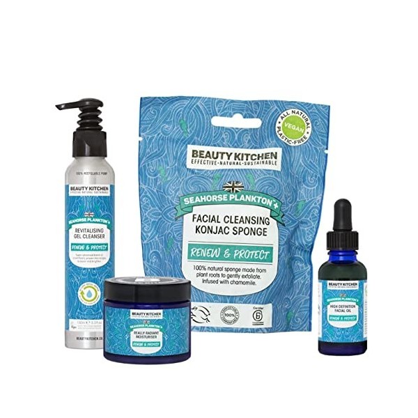 Beauty Kitchen Seahorse Plankton+ Bright Skin Bundle with Microalgae for Hydrated and Nourished Skin Gift Set - Eco-friendly 