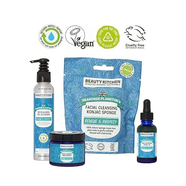 Beauty Kitchen Seahorse Plankton+ Bright Skin Bundle with Microalgae for Hydrated and Nourished Skin Gift Set - Eco-friendly 