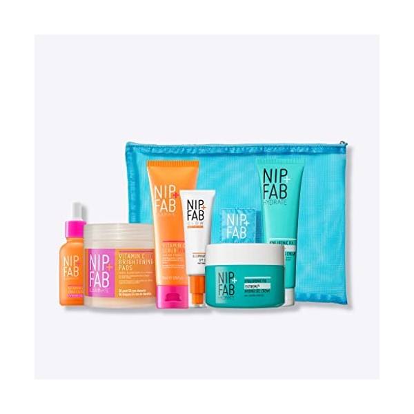 Nip + Fab Brighten & Hydrate Coffret cadeau | Réduit les marques et éclaircit le teint avec de la vitamine C | Gommage éclair