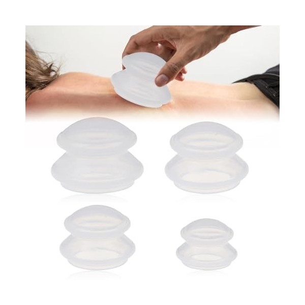 Cresbel Lot de 4 ventouses en silicone pour réduire la cellulite, anti-âge, soulage les douleurs et les articulations pour fe