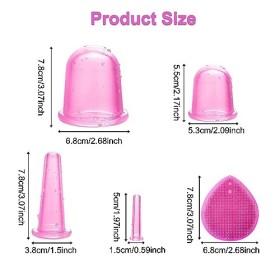 Ventouses Visage Set pour le Massage Ventouses du Visage et des Yeux, 7 PCS Set de Ventouses Visage avec Pinceau Exfoliant po