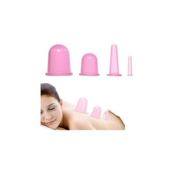 4 Pièces Ventouse Visage, Silicone Massage Cups Visage Ventouse Anti-cellulite, Ventouse pour Massage Visage, Ventouse Visage