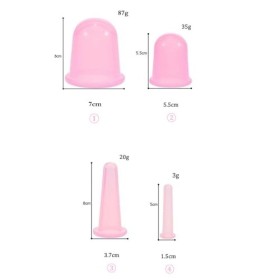 4 Pièces Ventouse Visage, Silicone Massage Cups Visage Ventouse Anti-cellulite, Ventouse pour Massage Visage, Ventouse Visage
