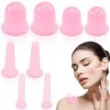 Asfrode Lot de 8 ventouses en silicone - Pour le corps et le visage - Contre les tensions et les rides - Rose