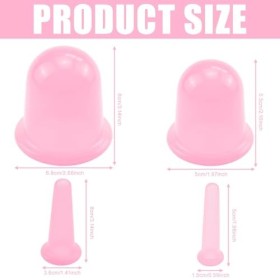 Asfrode Lot de 8 ventouses en silicone - Pour le corps et le visage - Contre les tensions et les rides - Rose