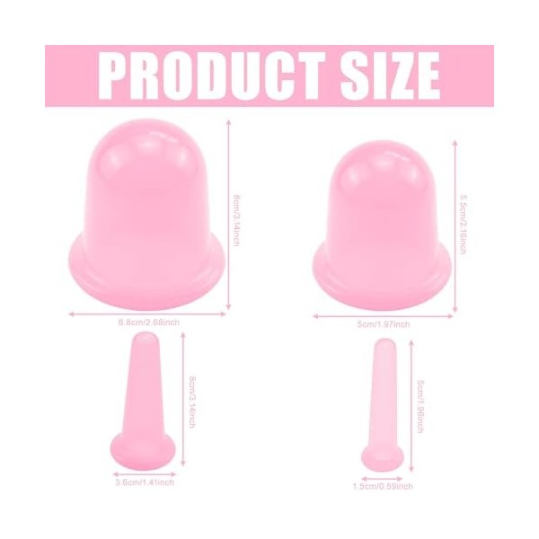 Asfrode Lot de 8 ventouses en silicone - Pour le corps et le visage - Contre les tensions et les rides - Rose