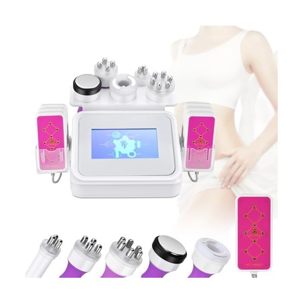 RINRI Machine de Radiofréquence Cavitation 6 en 1, Machine de Beauté 40K, Équipement Multifonctionnel de mise Forme Corps, Co