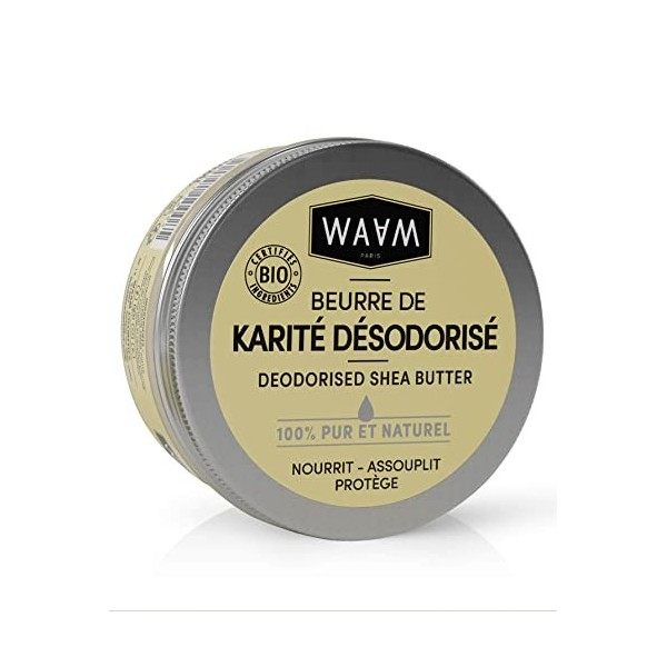 WAAM Cosmetics – Beurre de Karité Désodorisé – Soin nourrissant et protecteur – BIO et naturel – Vegan – 100ml