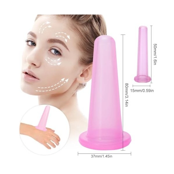 QEQSHQO Suction Cup Massage, Tasses de Massage en Silicone, Tasses de Suction Faciale pour Améliorer la Circulation Sanguine 