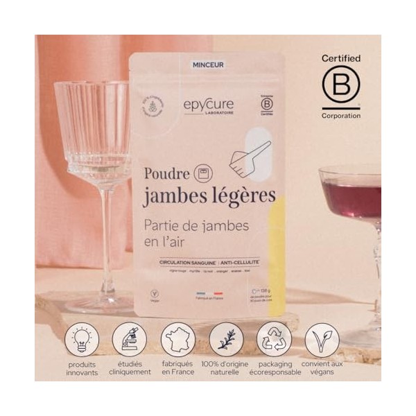 EPYCURE - Poudre Jambes Légères - Améliore Circulation Veineuse, Réduit Cellulite, Réduit Jambes Lourdes - 100% Naturel - Myr