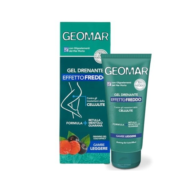 GEOMAR | Gel Drainant Effet Froid, contre les Imperfections de la Cellulite, procure des Jambes Légères, Ingrédients à 95% d