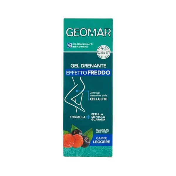 GEOMAR | Gel Drainant Effet Froid, contre les Imperfections de la Cellulite, procure des Jambes Légères, Ingrédients à 95% d