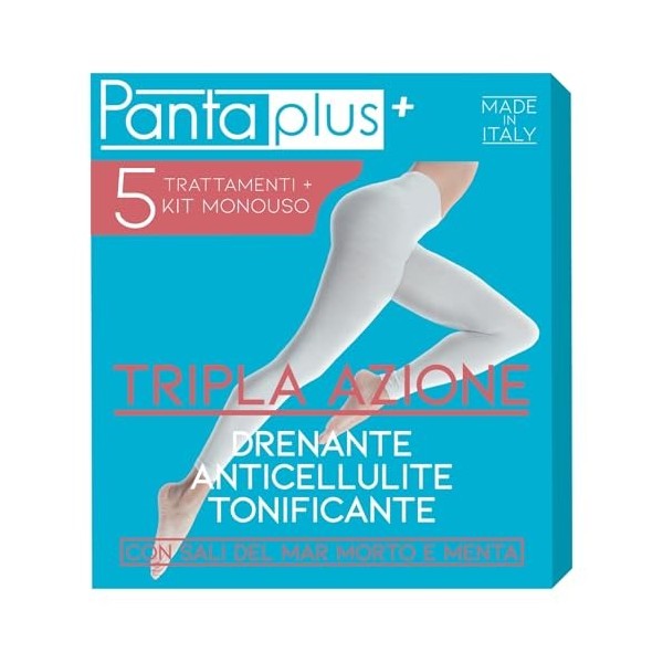 PANTAPLUS+ Collants drainants anti-cellulite, avec sels de la mer morte et menthe, fabriqués en Italie, alternative aux banda