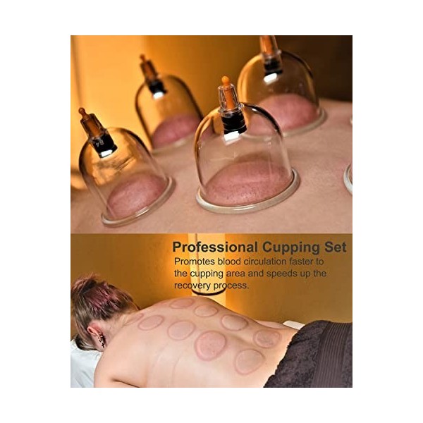 Anti Cellulite Ensemble de ventouses chinoises professionnelles avec étui de voyage, ventouses pour hijama avec pompe magnéti