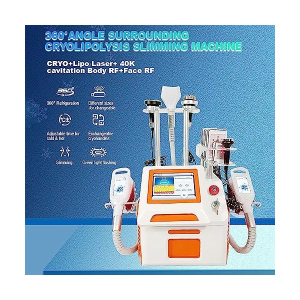 XNYXLPP Machine de congélation des Graisses par cryolipolyse 360, avec réduction de la Cellulite par Cavitation RF, Machine d