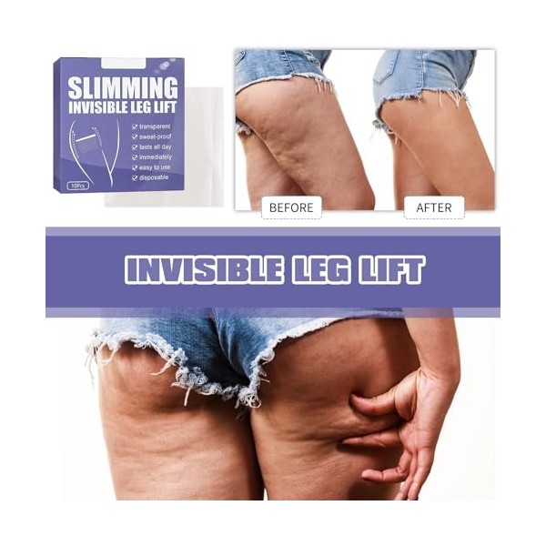 Lot de 4 patchs de cellulite instantanés transparents - Pour les cuisses - Élasticité instantanée - Lisse la cellulite et la 