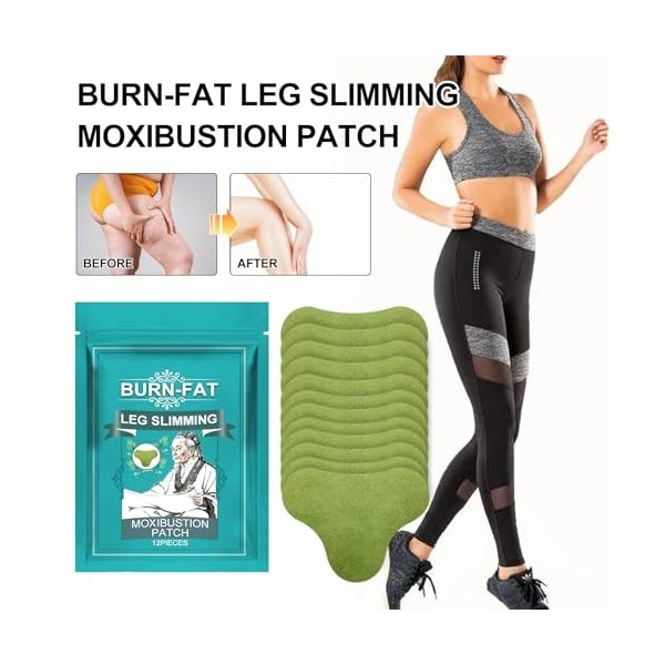 24 Pièces/Boîte Autocollants Moxibustion, Slimming Patch, Patch de Jambe à Base de Plantes, Patchs Minceurs pour Perte de Poi