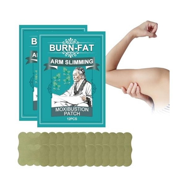 24 Pièces/Boîte Autocollants Moxibustion, Slimming Patch, Patch de Bras à Base de Plantes, Patchs Minceurs pour Perte de Poid