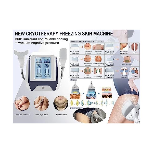 Machine congélation des Graisses Masseur 360 avec 2 poignées Cryo, Machine cryolipolisse Portable 360 pour éliminer Cellulite