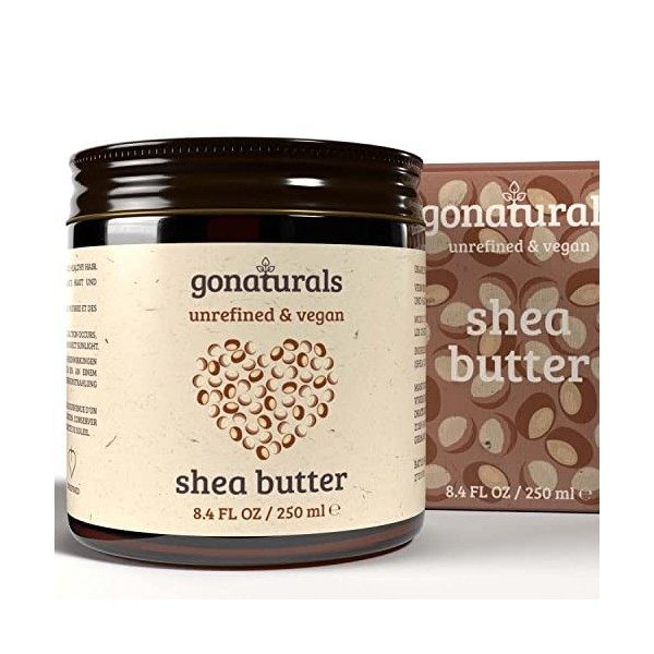 GONATURALS Beurre de Karité Bio Non Raffiné - Raw Shea Butter - Vegan, Hydratant, Répare les Cheveux - Riche en Vitamine A, E