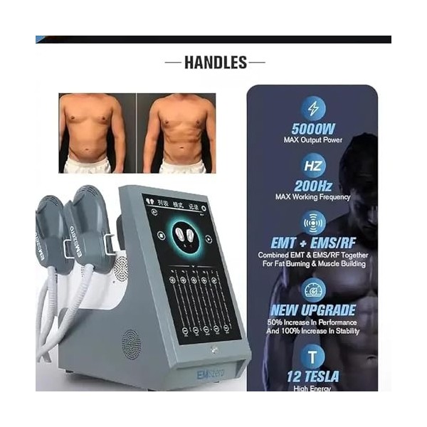 Appareil De Modelage Corporel EMS, Appareil Damincissement Magnétique avec 4 Poignées Et Écran LCD, Fréquence De Sortie De 2