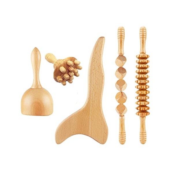 Set de 5 pièces Maderothérapie Professionnelle - Rouleaux de massage cellulite, Coupe suédoise forme