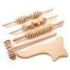 Ribnican Rouleau masseur professionnel en bois vernis Kit - 5, rouleau Multifonctionnel pour le corps pour la réduction de la