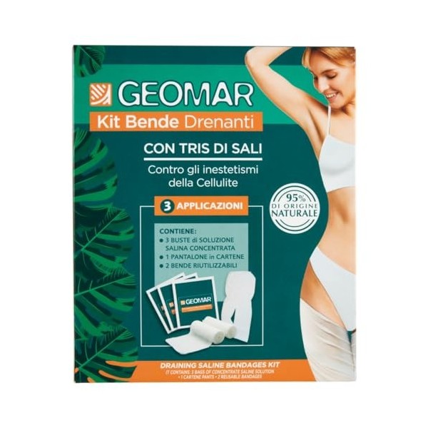 GEOMAR | Kit Bandes Drainants, Contre la Cellulite, 95% dorigine Naturelle avec trois Sels marin, dEpsom, de la Mer Morte 