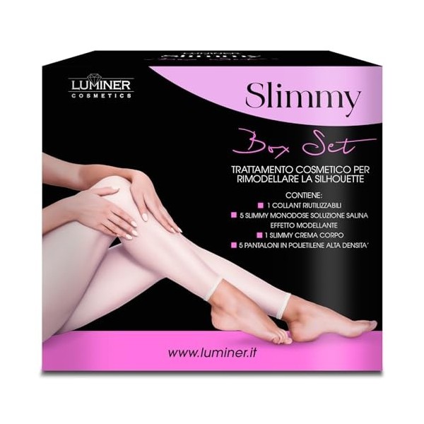 Luminer Coffret Slimmy avec 5 collants drainants anti-cellulite réutilisables avec sel de la mer morte, pantalon Cartene et c