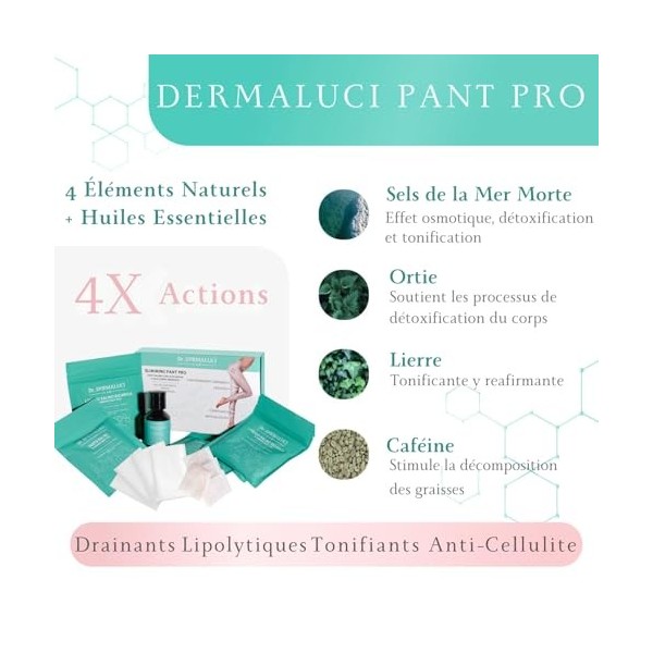 Collants Drainants Anticellulite Kit |10 Applications: 5 Traitements+5 Huiles Corps Massage |Sel de Mer Morte/Ortie/Lierre/Ca