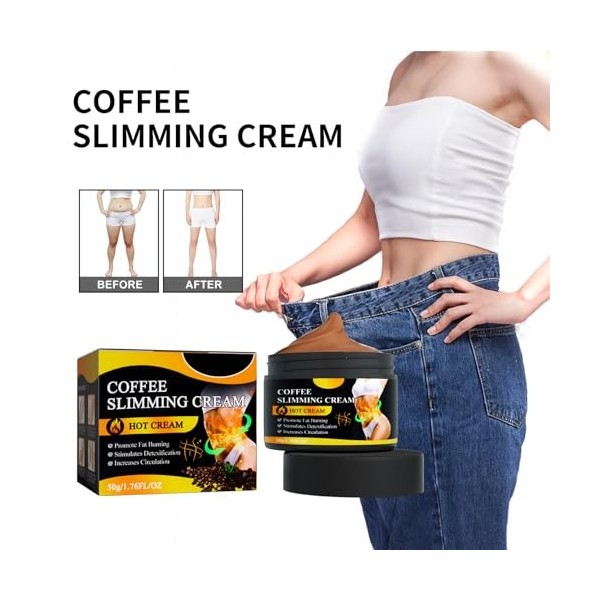 KOAHDE Crème Minceur Abdominale,Crème Brûleur de Perte de Poids,Crème Anti-Cellulite Raffermissante,Crème Amincissante Café,C