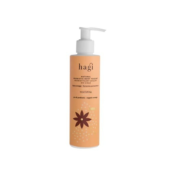 Hagi Spicy Orange Yaourt Corporel Probiotique Naturel, Extrait et Huile dargousier, Jus dAloe Vera et eau dOrange bio Pour