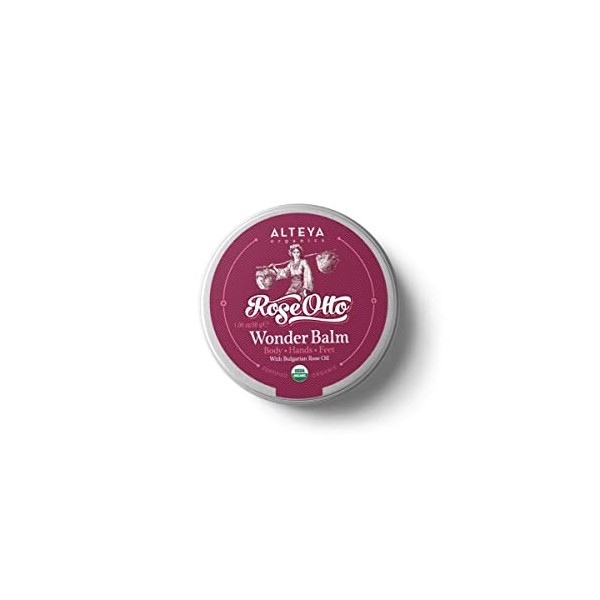 Alteya Organic Baume merveille Rose bulgare 30g - Certifié USDA Bio - Traitement du corps, des mains et des pieds - Huile ess